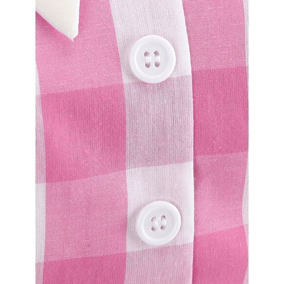 💗 NEW Pinup Retro Rockabilly 1950s Collar Bow Pink Plaid Tea Dress w/Belt XXL - Picture 8 of 16